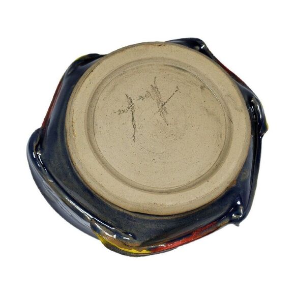 Artist Signed Tulip Petal Leaf Flame Vase Persian Rose Bowl Planter 5.5" READ - Picture 5 of 6